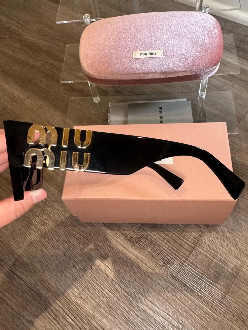Miu Miu Logo Glimpse Rectangular Sunglasses SMU 09W